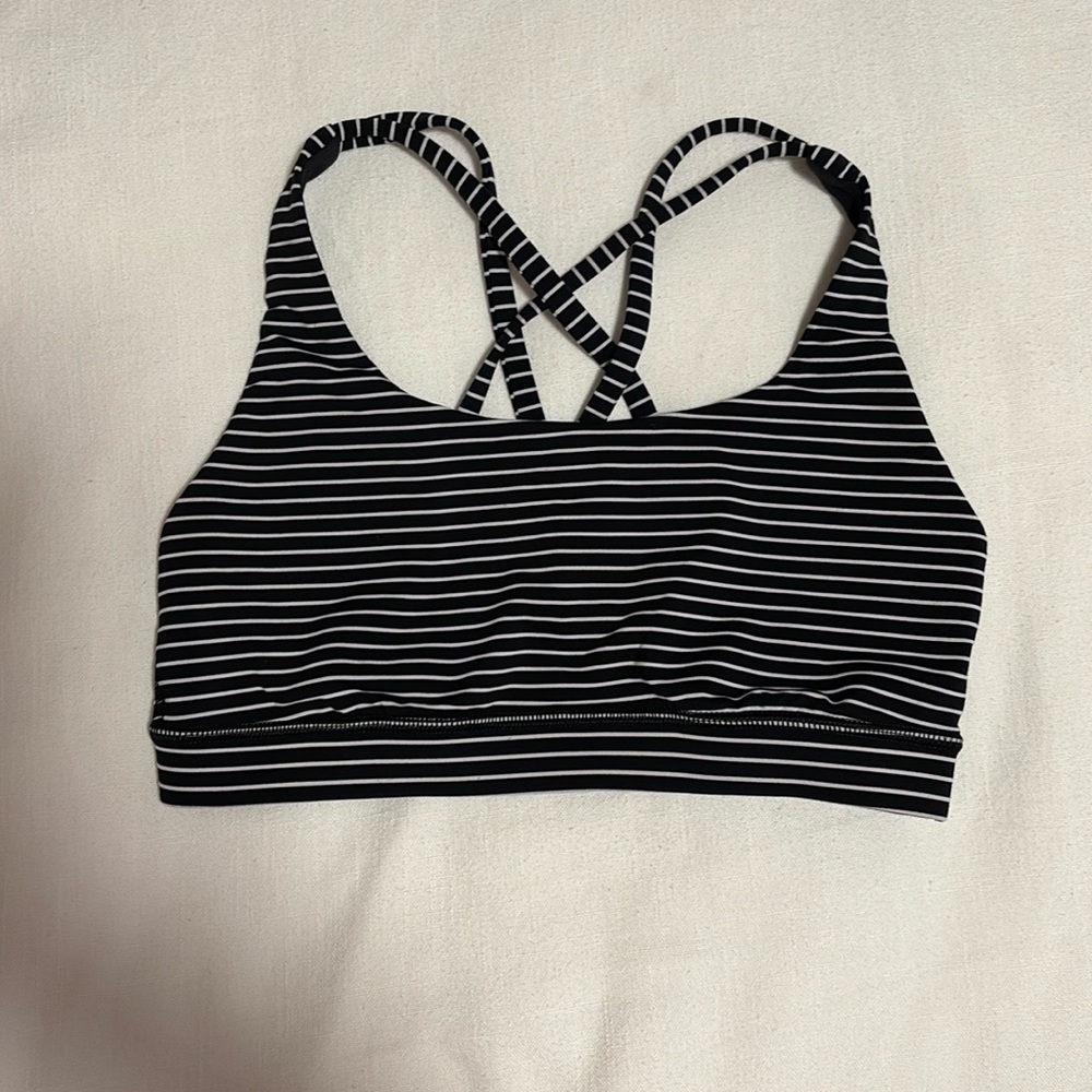 Black and White Striped Lululemon Sports Bra Size 6